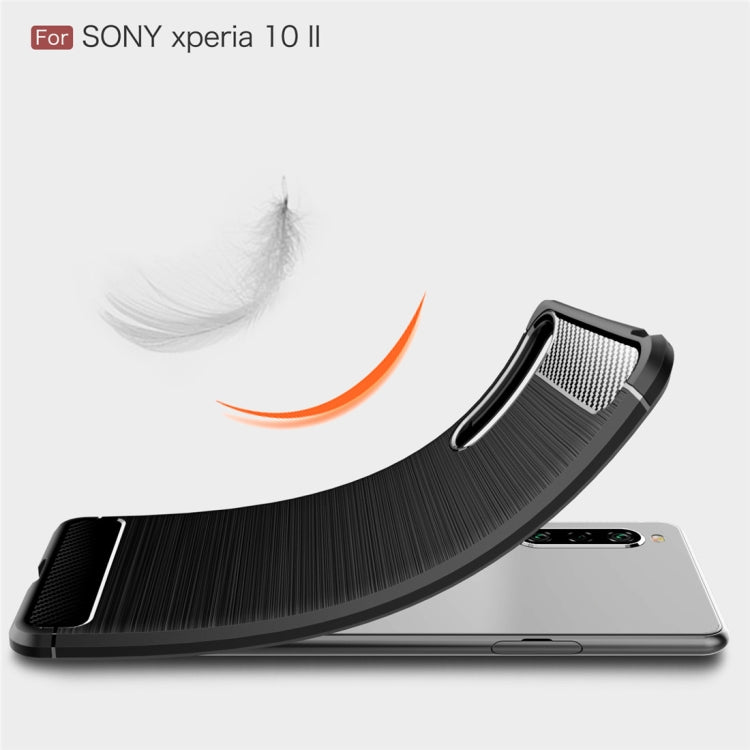 For Sony Xperia 10 II Brushed Texture Carbon Fiber TPU Case