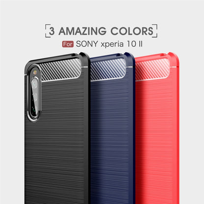 For Sony Xperia 10 II Brushed Texture Carbon Fiber TPU Case