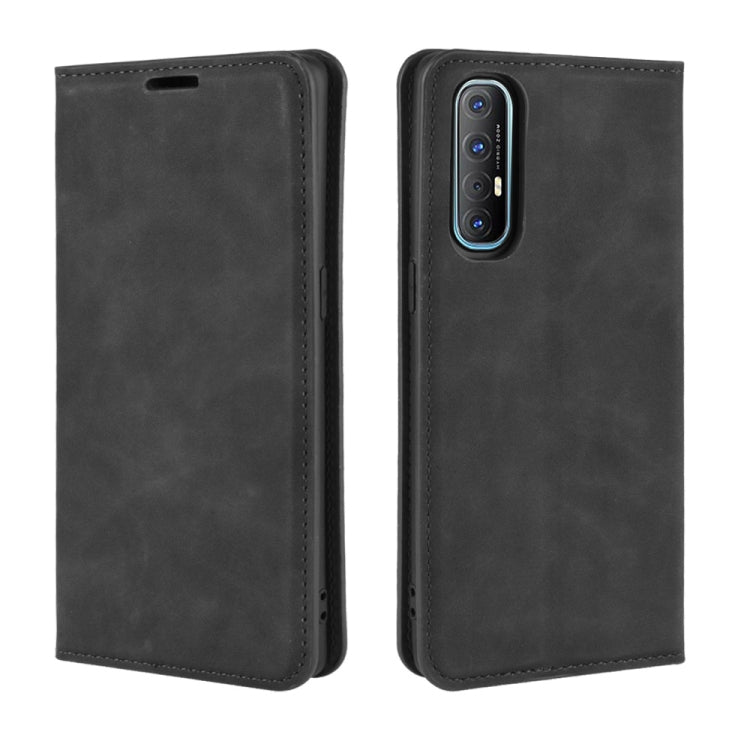 Dark gray leather phone case for Oppo Reno3 Pro with front cover and cutouts