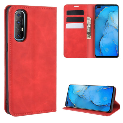 Leather wallet phone case with card slots, magnetic stand, red for smartphone