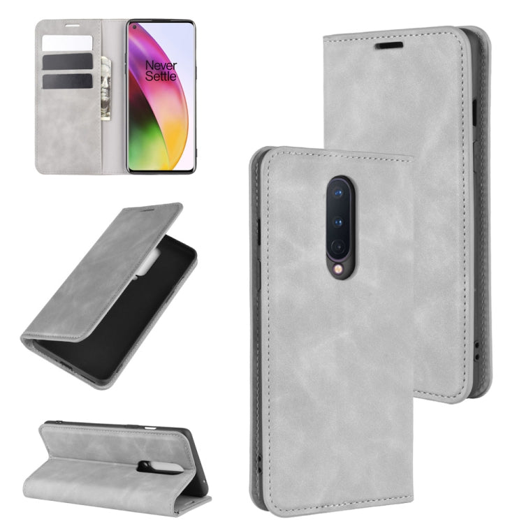 Grey leather folio phone case with card slots and magnetic stand