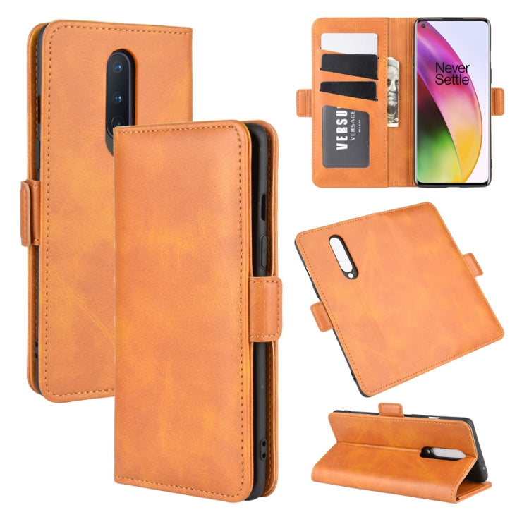 OnePlus 8 magnetic flip leather wallet case, tan color, with card slots