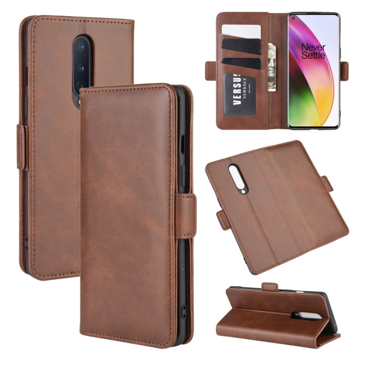OnePlus 8 magnetic flip leather wallet case, brown color, with card slots