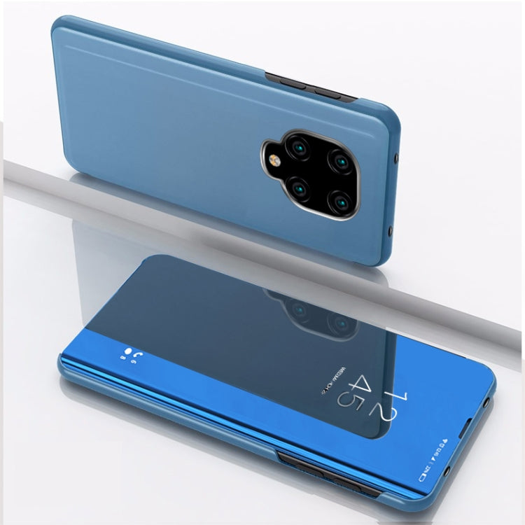 Blue mirror flip leather phone case with holder for smartphone