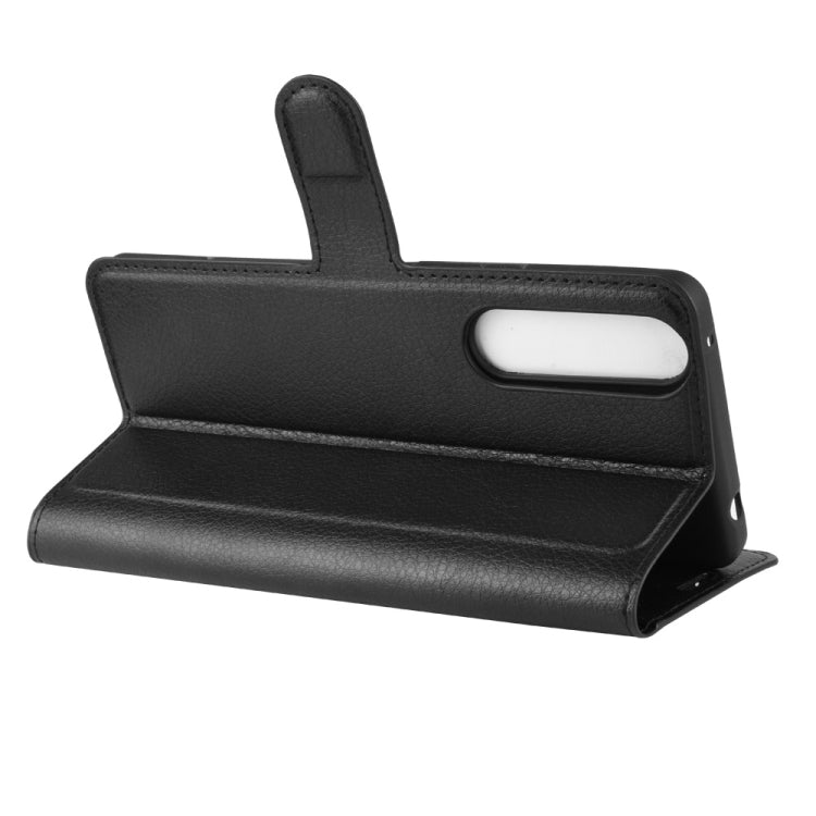 Black flip stand case with top cutout and viewing angle for Xperia 1 II