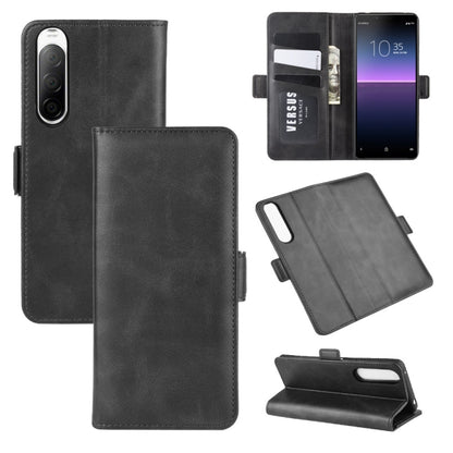 Black leather wallet flip case with card slots, holder pocket, and magnetic buckle closure
