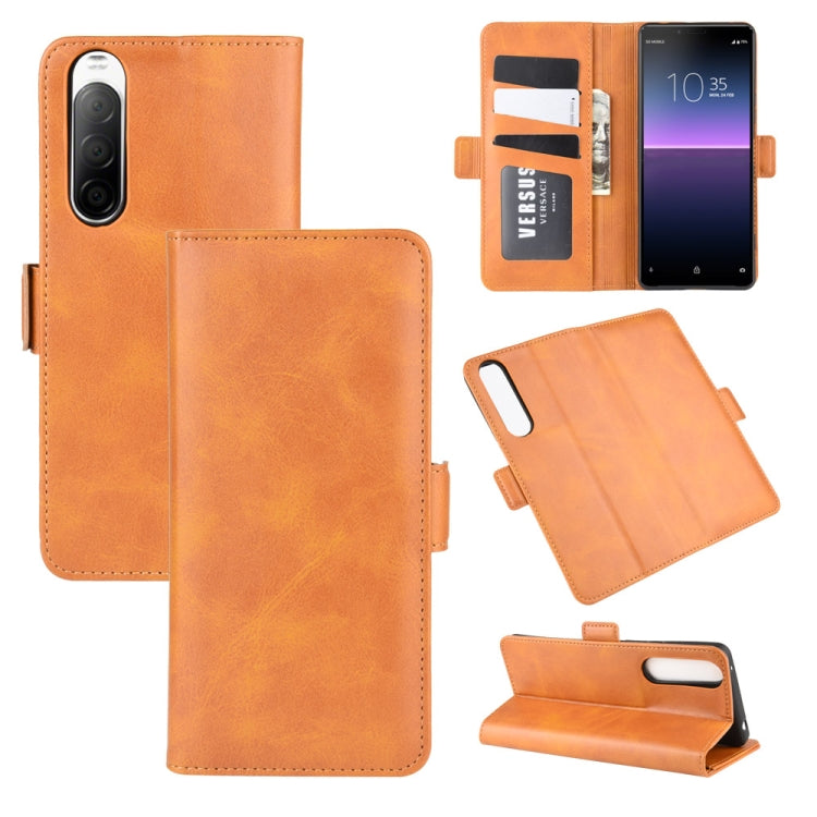 Orange leather flip phone case with magnetic buckle, card holder, and stand cover