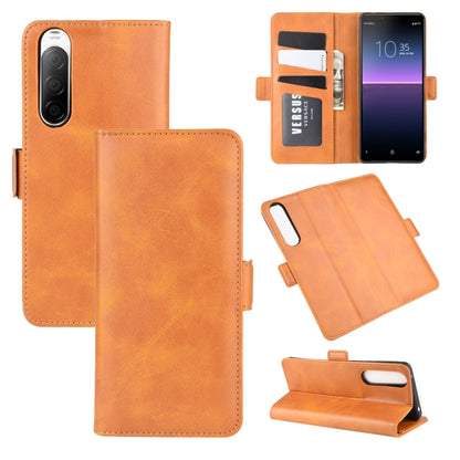 Orange leather flip phone case with magnetic buckle, card holder, and stand cover