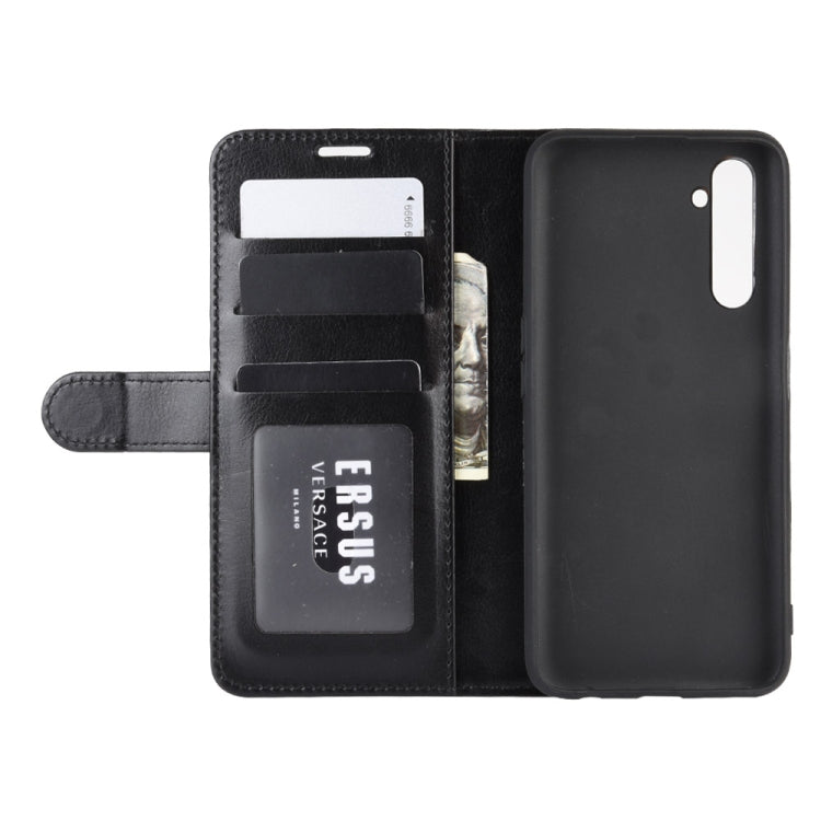 Black flip protective phone case with card slots and phone backing, case open