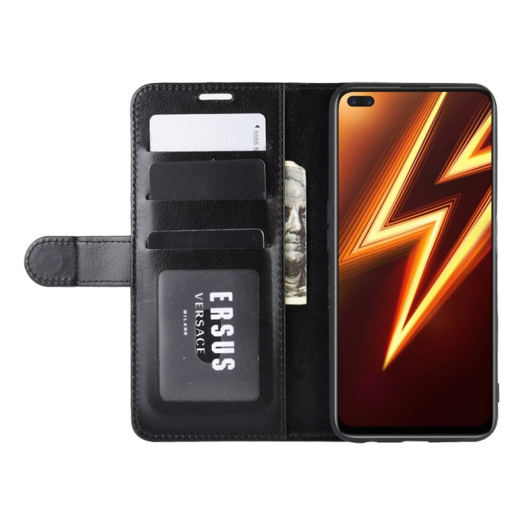 Black flip protective phone case with card slots and inserted phone, front view