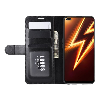 Black flip protective phone case with card slots and inserted phone, front view