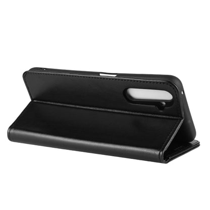 Black flip protective phone case with kickstand-like stand, side view