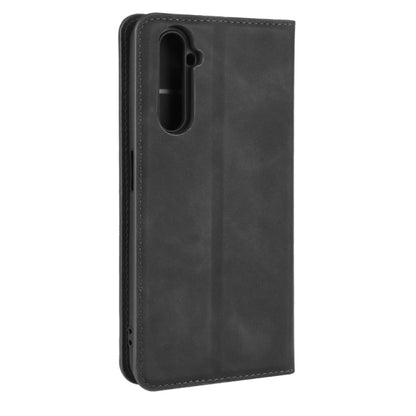 Black leather phone case with camera cutout and stitched edge