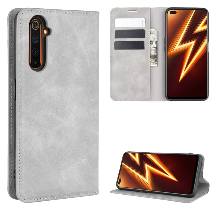 Light gray leather wallet phone case with card slots and magnetic stand