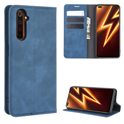 Blue leather wallet phone case with card slots and magnetic stand