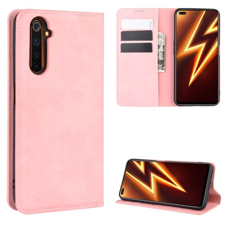 Pink leather wallet phone case with card slots and magnetic stand