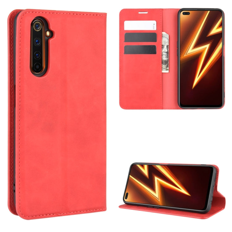 Red leather wallet phone case with card slots and magnetic stand