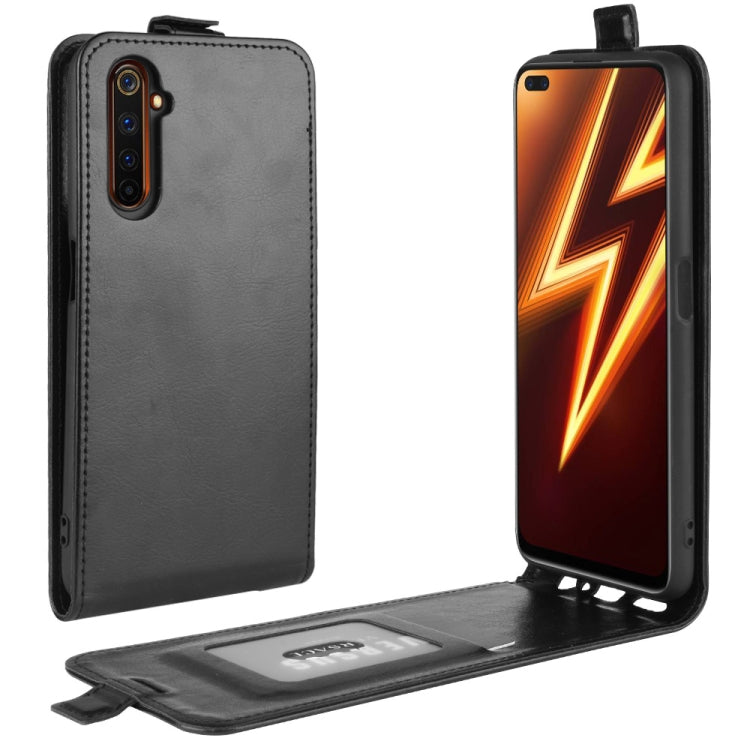 Black leather flip phone case with card slots and a photo frame panel