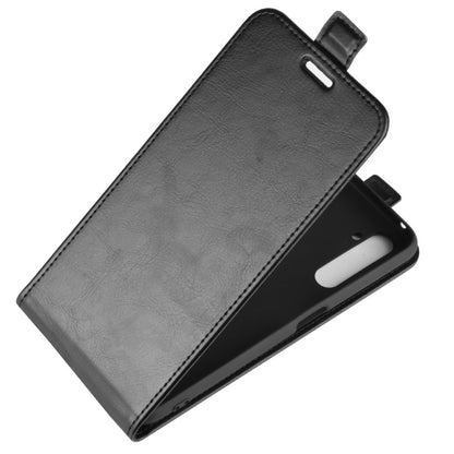 Dark leather flip phone case with card slot and magnetic closure