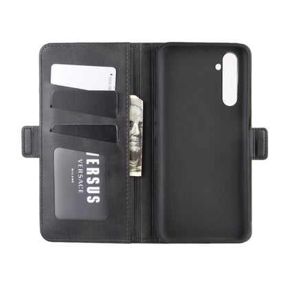 Black leather flip wallet case with inner card holders and phone back cutout