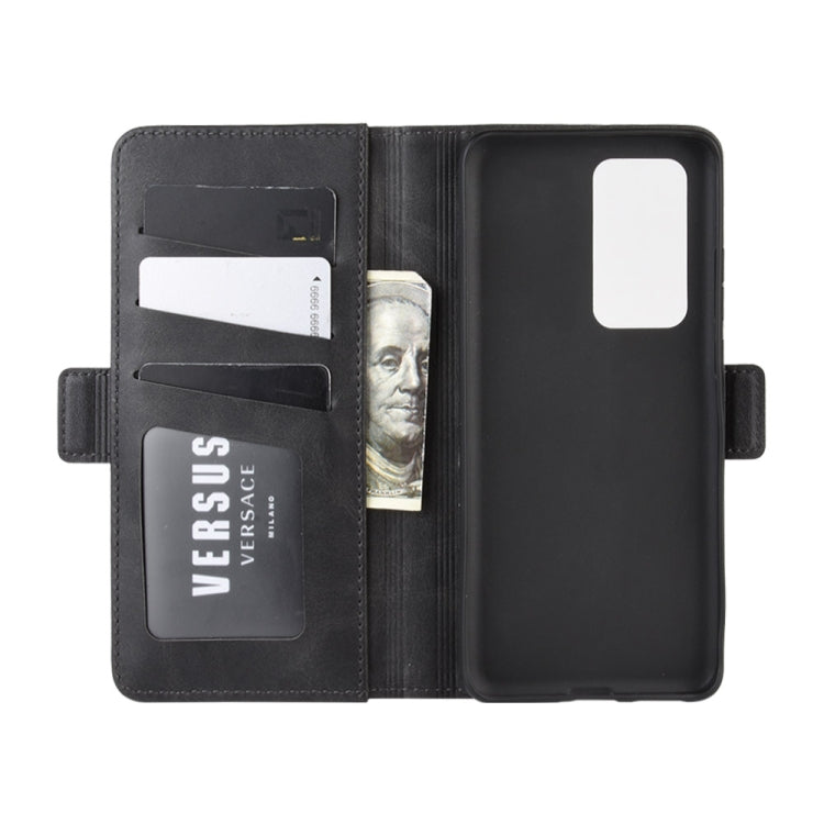 Leather flip case interior view with card slots and phone cover for Huawei P40 Pro+