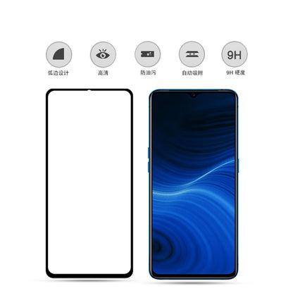 Clear tempered glass screen protector, full-coverage 9H protection, shown on phone screen