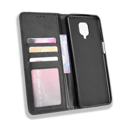 Magnetic flip wallet case with card slots and photo window; phone shown inside