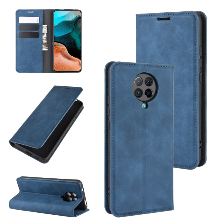 Dark blue leather-style magnetic wallet phone case with card slots and kickstand holder