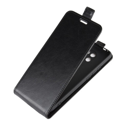 Black flip leather phone case with magnetic clasp, card slot flap