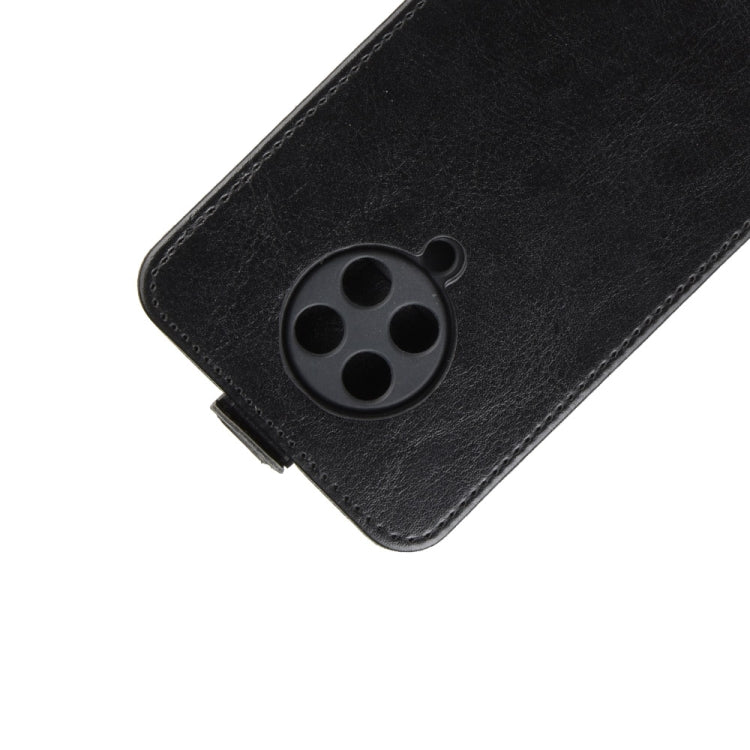 Black leather phone case with camera cutout on flap