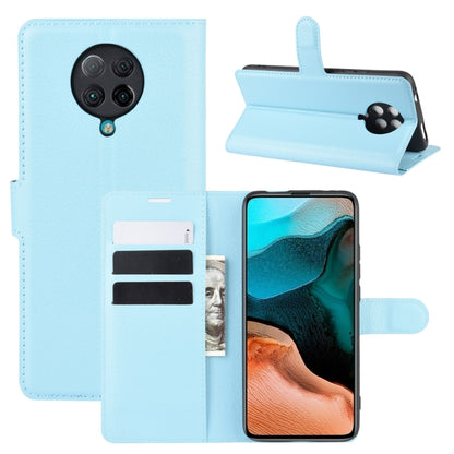 Light blue flip wallet phone case with card slots and stand cover for Xiaomi Redmi K30 Pro