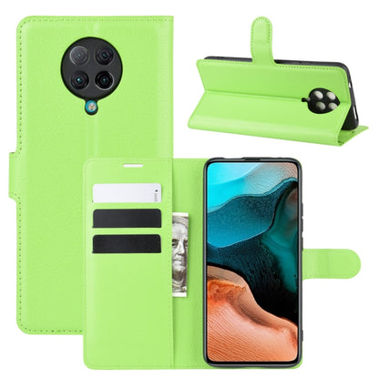 Green flip wallet phone case with card slots and stand cover for Xiaomi Redmi K30 Pro