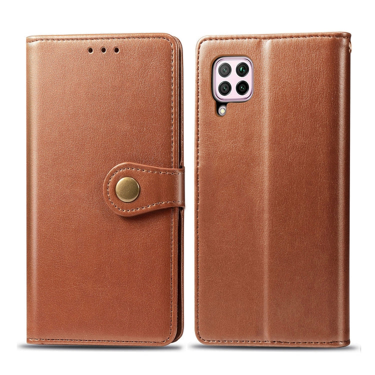 For Huawei P40 Lite/Nova 7i/Nova 6se Retro Solid Color Leather Buckle Phone Case with Lanyard & Photo Frame & Card Slot & Wallet & Stand Function, For Huawei P40 Lite
