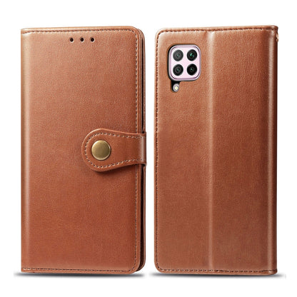 For Huawei P40 Lite/Nova 7i/Nova 6se Retro Solid Color Leather Buckle Phone Case with Lanyard & Photo Frame & Card Slot & Wallet & Stand Function, For Huawei P40 Lite