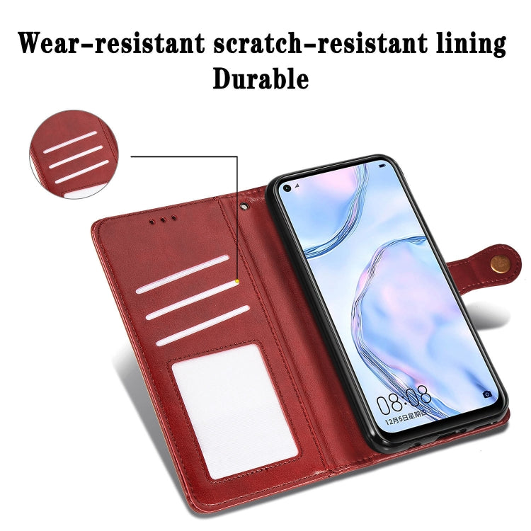 For Huawei P40 Lite/Nova 7i/Nova 6se Retro Solid Color Leather Buckle Phone Case with Lanyard & Photo Frame & Card Slot & Wallet & Stand Function, For Huawei P40 Lite