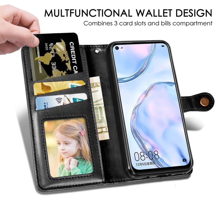 For Huawei P40 Lite/Nova 7i/Nova 6se Retro Solid Color Leather Buckle Phone Case with Lanyard & Photo Frame & Card Slot & Wallet & Stand Function, For Huawei P40 Lite