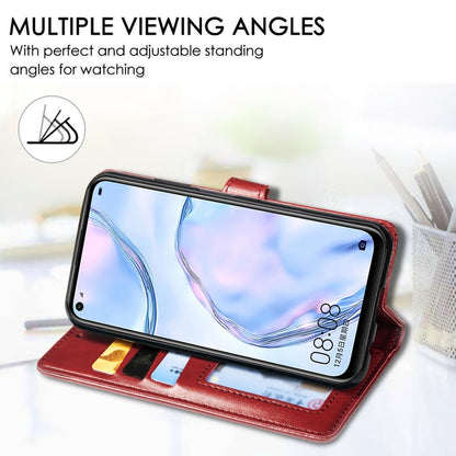 For Huawei P40 Lite/Nova 7i/Nova 6se Retro Solid Color Leather Buckle Phone Case with Lanyard & Photo Frame & Card Slot & Wallet & Stand Function, For Huawei P40 Lite