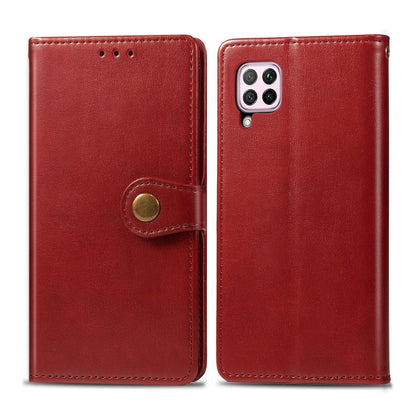 For Huawei P40 Lite/Nova 7i/Nova 6se Retro Solid Color Leather Buckle Phone Case with Lanyard & Photo Frame & Card Slot & Wallet & Stand Function, For Huawei P40 Lite