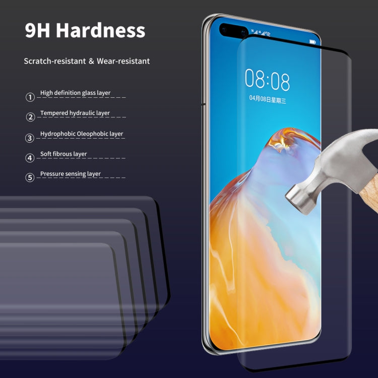 Curved tempered glass screen protector for Huawei P40 Pro with layered construction