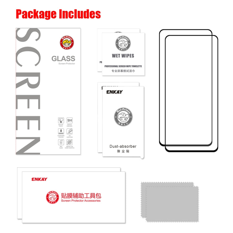 Tempered glass screen protector package includes: glass, wipes, tools, dust-absorber