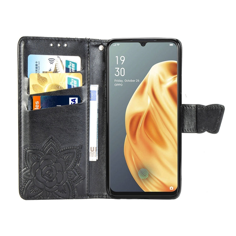 For OPPO F15/A91 Butterfly Love Flower Embossed Horizontal Flip Leather Case with Bracket / Card Slot / Wallet / Lanyard, For OPPO F15