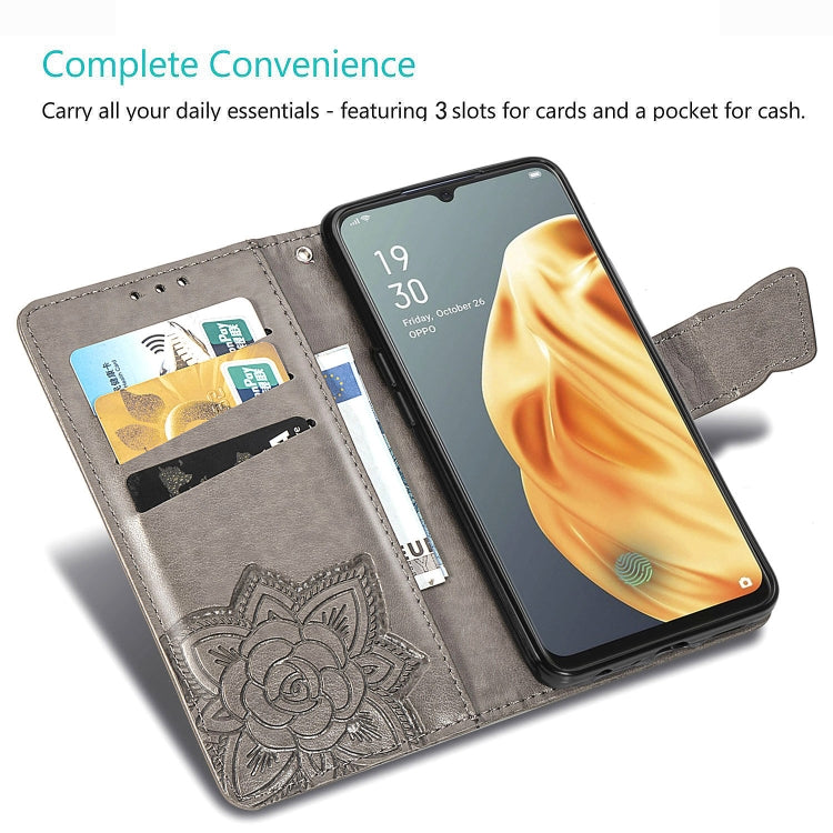 For OPPO F15/A91 Butterfly Love Flower Embossed Horizontal Flip Leather Case with Bracket / Card Slot / Wallet / Lanyard, For OPPO F15