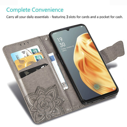 For OPPO F15/A91 Butterfly Love Flower Embossed Horizontal Flip Leather Case with Bracket / Card Slot / Wallet / Lanyard, For OPPO F15