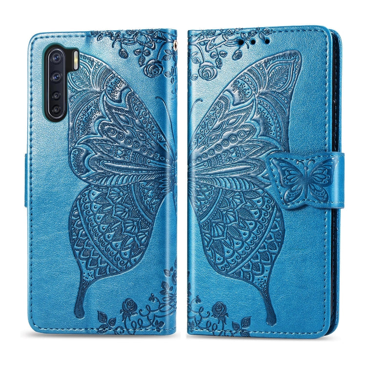 For OPPO F15/A91 Butterfly Love Flower Embossed Horizontal Flip Leather Case with Bracket / Card Slot / Wallet / Lanyard, For OPPO F15