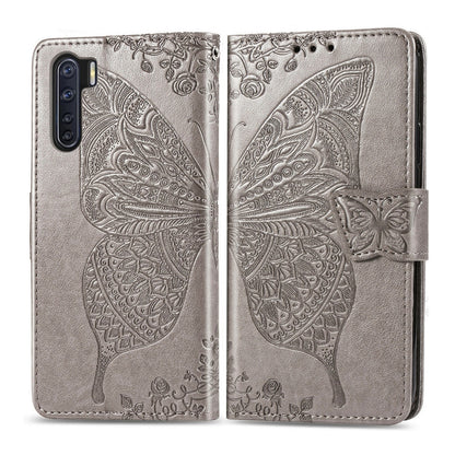 For OPPO F15/A91 Butterfly Love Flower Embossed Horizontal Flip Leather Case with Bracket / Card Slot / Wallet / Lanyard, For OPPO F15