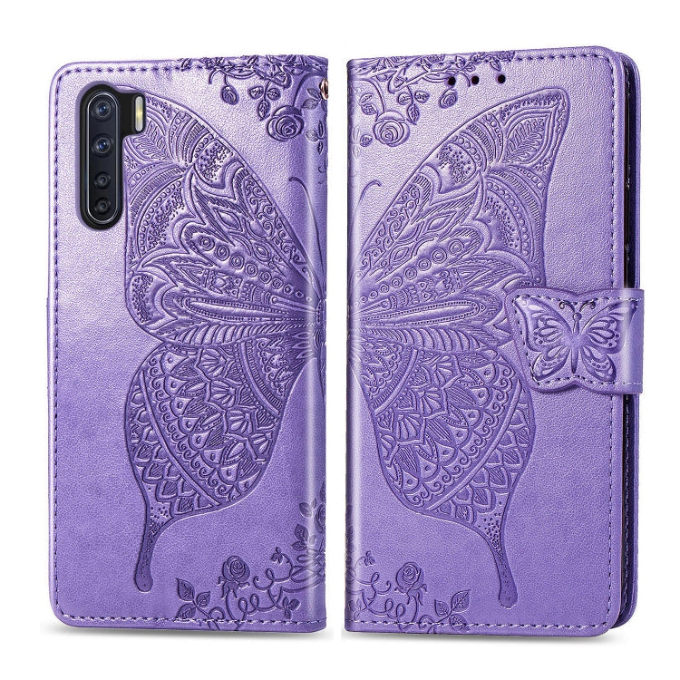 For OPPO F15/A91 Butterfly Love Flower Embossed Horizontal Flip Leather Case with Bracket / Card Slot / Wallet / Lanyard, For OPPO F15