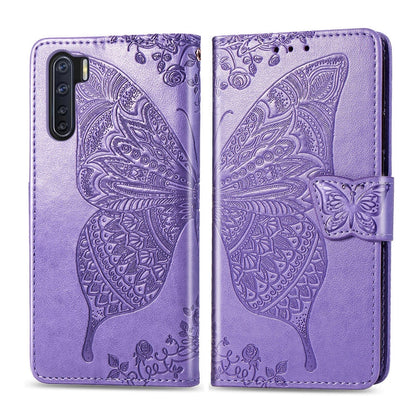 For OPPO F15/A91 Butterfly Love Flower Embossed Horizontal Flip Leather Case with Bracket / Card Slot / Wallet / Lanyard, For OPPO F15