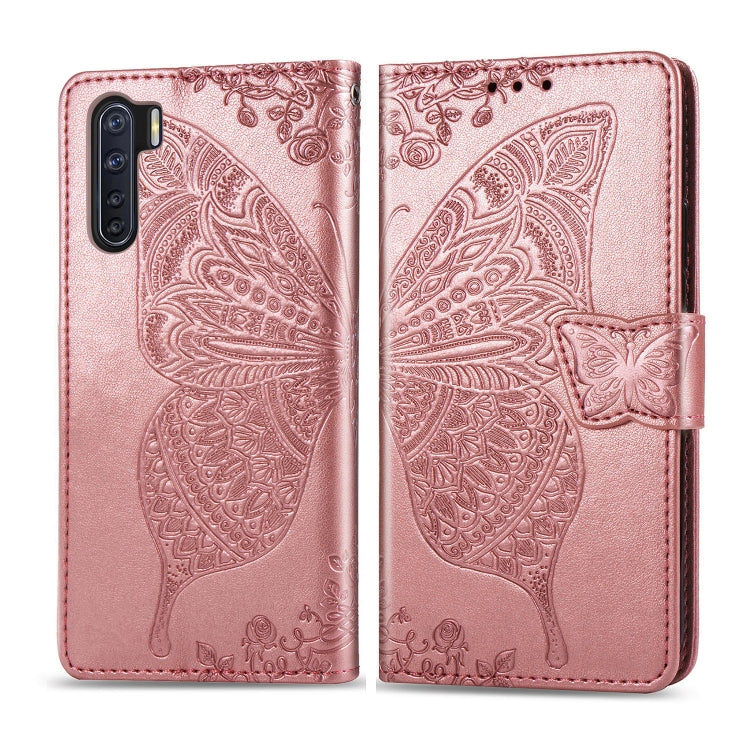 For OPPO F15/A91 Butterfly Love Flower Embossed Horizontal Flip Leather Case with Bracket / Card Slot / Wallet / Lanyard, For OPPO F15