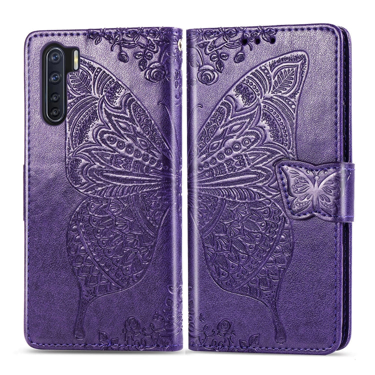 For OPPO F15/A91 Butterfly Love Flower Embossed Horizontal Flip Leather Case with Bracket / Card Slot / Wallet / Lanyard, For OPPO F15