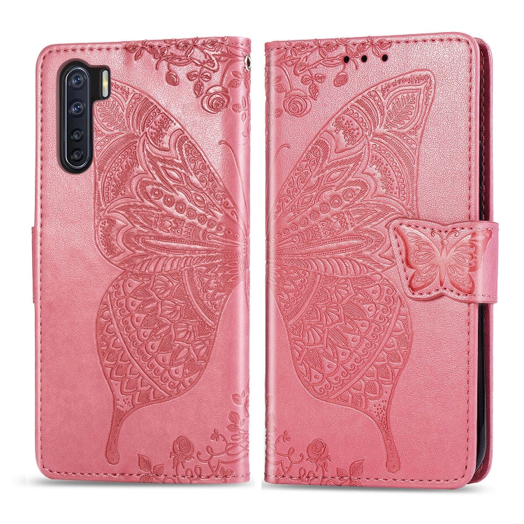 For OPPO F15/A91 Butterfly Love Flower Embossed Horizontal Flip Leather Case with Bracket / Card Slot / Wallet / Lanyard, For OPPO F15